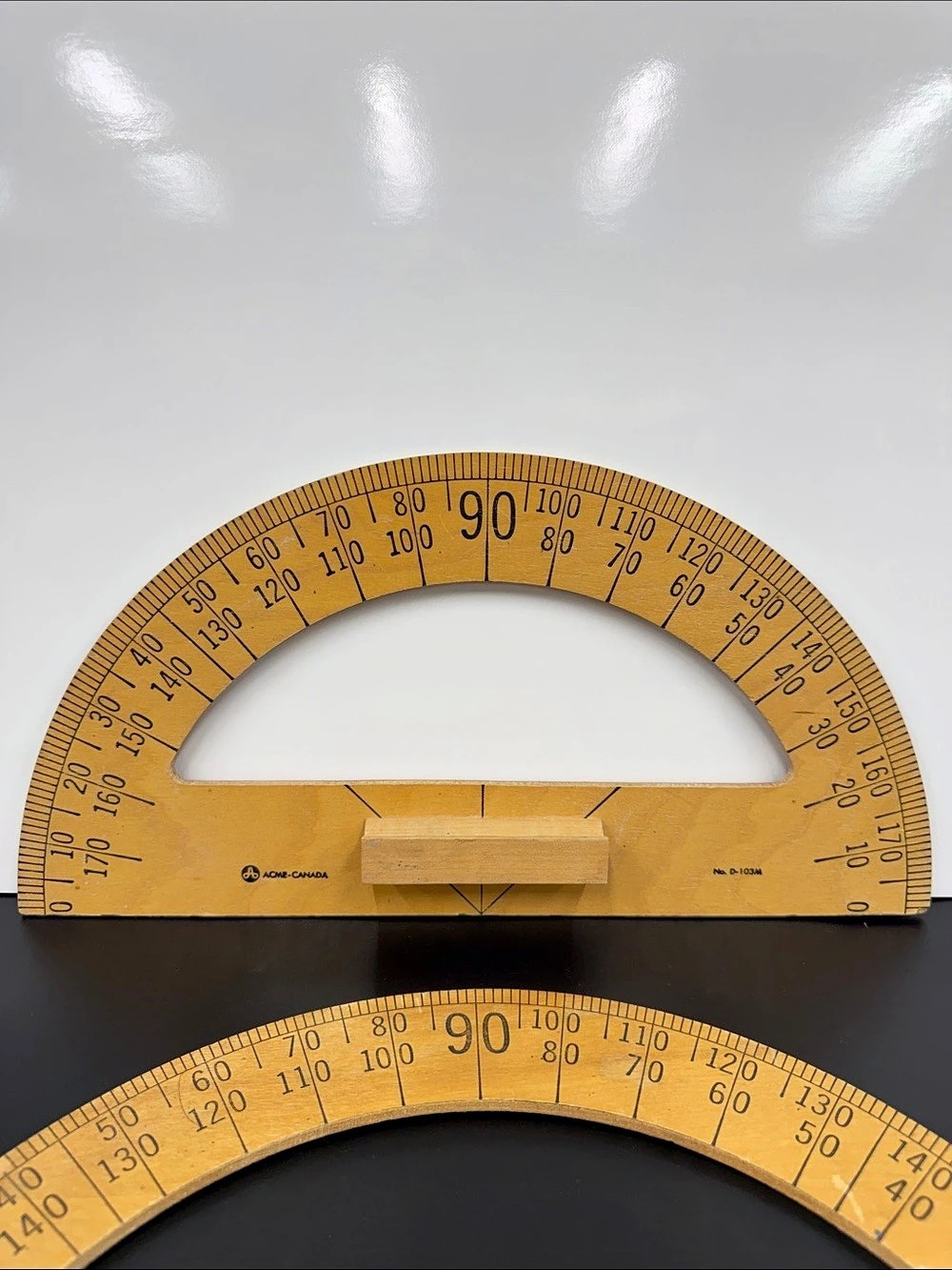 Vintage ACME Canada D-103M Wooden Blackboard Protractors Teacher School Set of 2